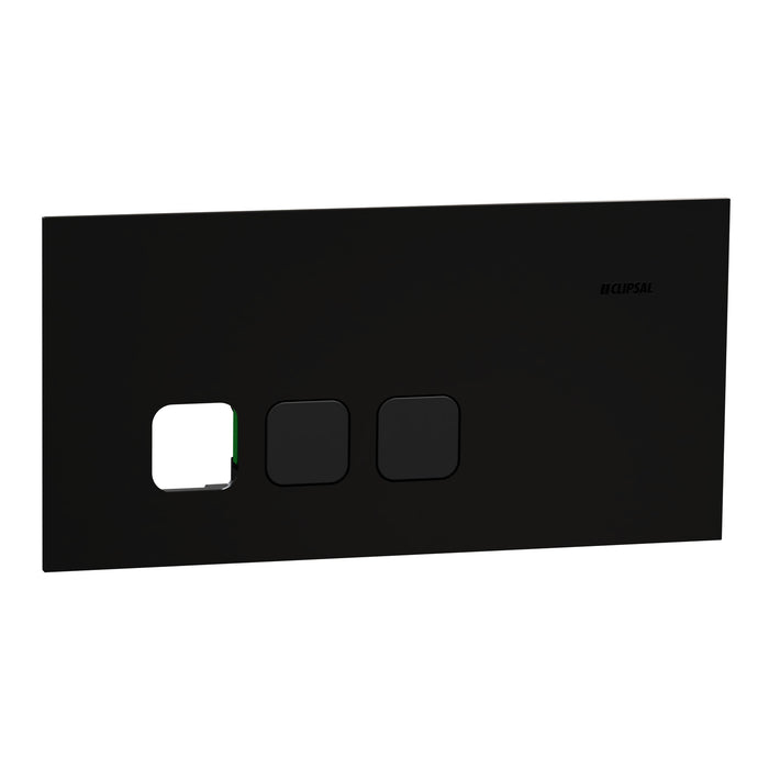 Clipsal Solis T Grid and Cover Horiz 3G Comm Plate Ebony Aluminium