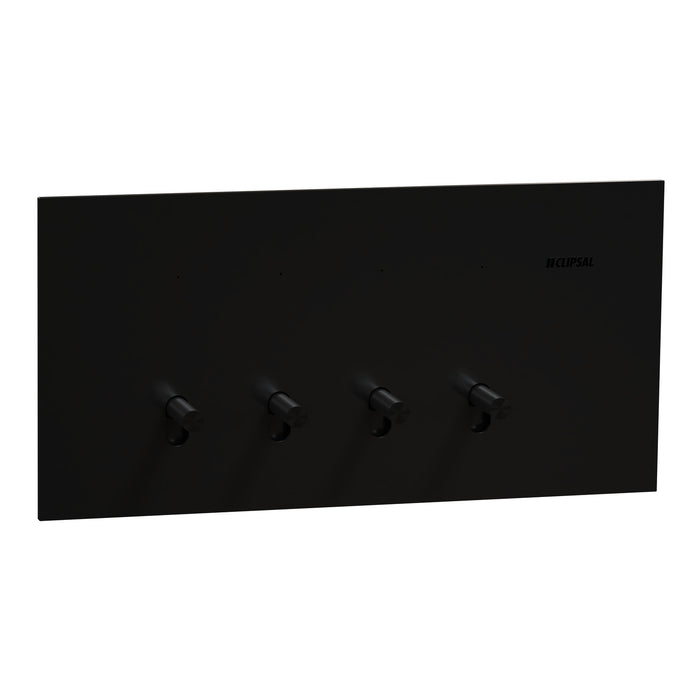 Clipsal Solis T Switch Horiz 4G 10AX Ebony Aluminium