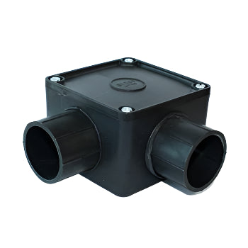 Evcco Conduit Junction Box 2way 32mm ANG LSZH-FR/HFT Black
