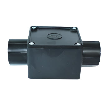 Evcco Conduit Junction Box 2way 32mm STR LSZH-FR/HFT Black