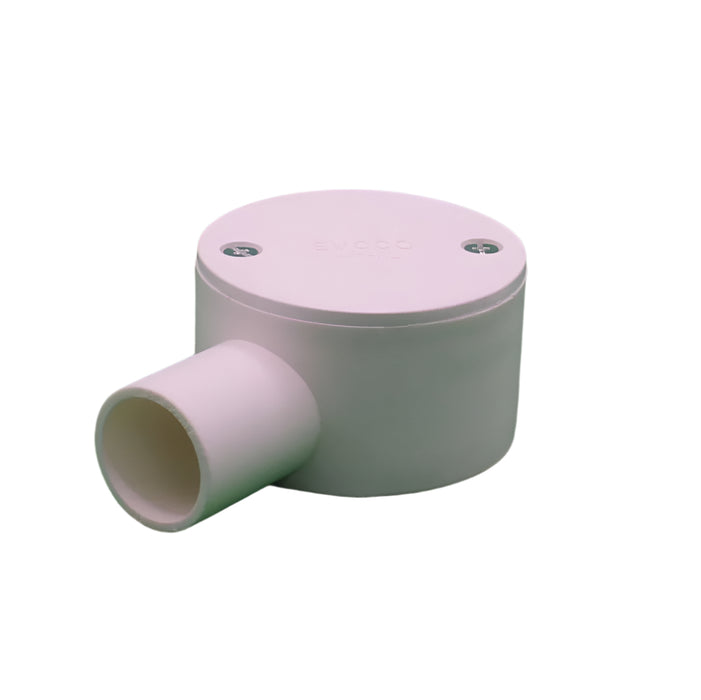 Evcco Conduit Junction Box 1way 25mm LSZH-FR/HFT White
