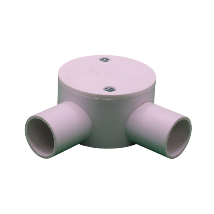 Evcco Conduit Junction Box 2way 25mm ANG LSZH-FR/HFT White