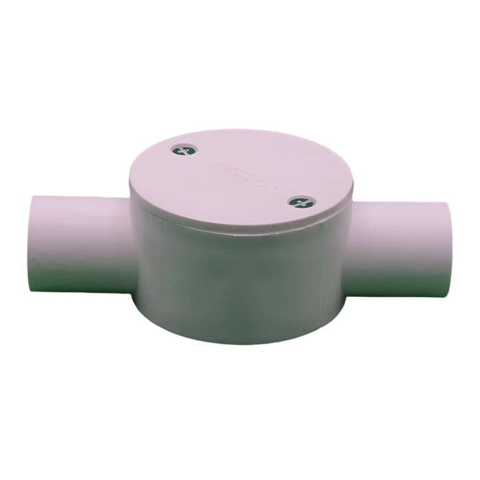 Evcco Conduit Junction Box 2way 25mm STR LSZH-FR/HFT White
