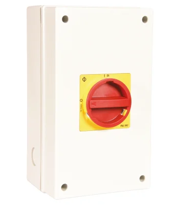 Kraus & Naimer 100A 37kW 3 Pole Isolator with 1xN/O LMEB & 1x N/C Aux IP66/67 SS Enclosed Red/Yellow Padlock Handle