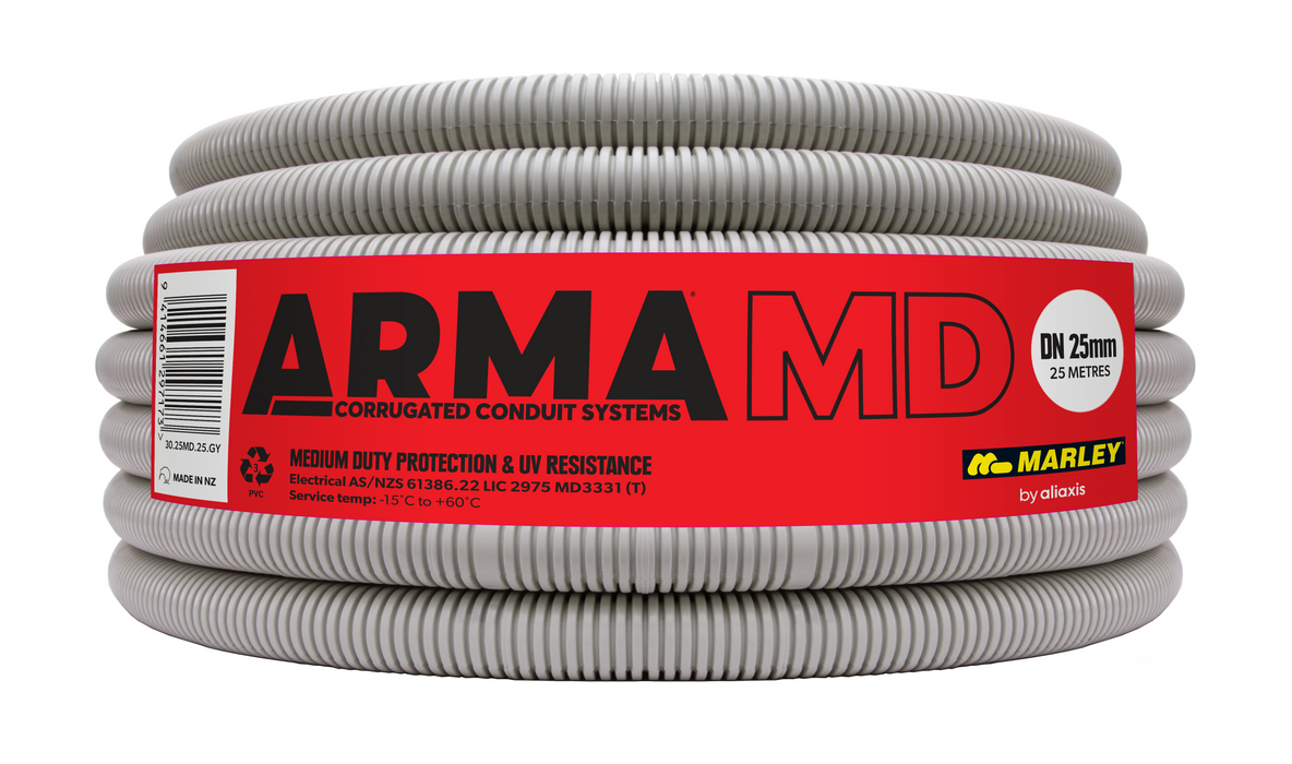 Marley ARMA Corrugated Conduit 25mm MD 100m Grey