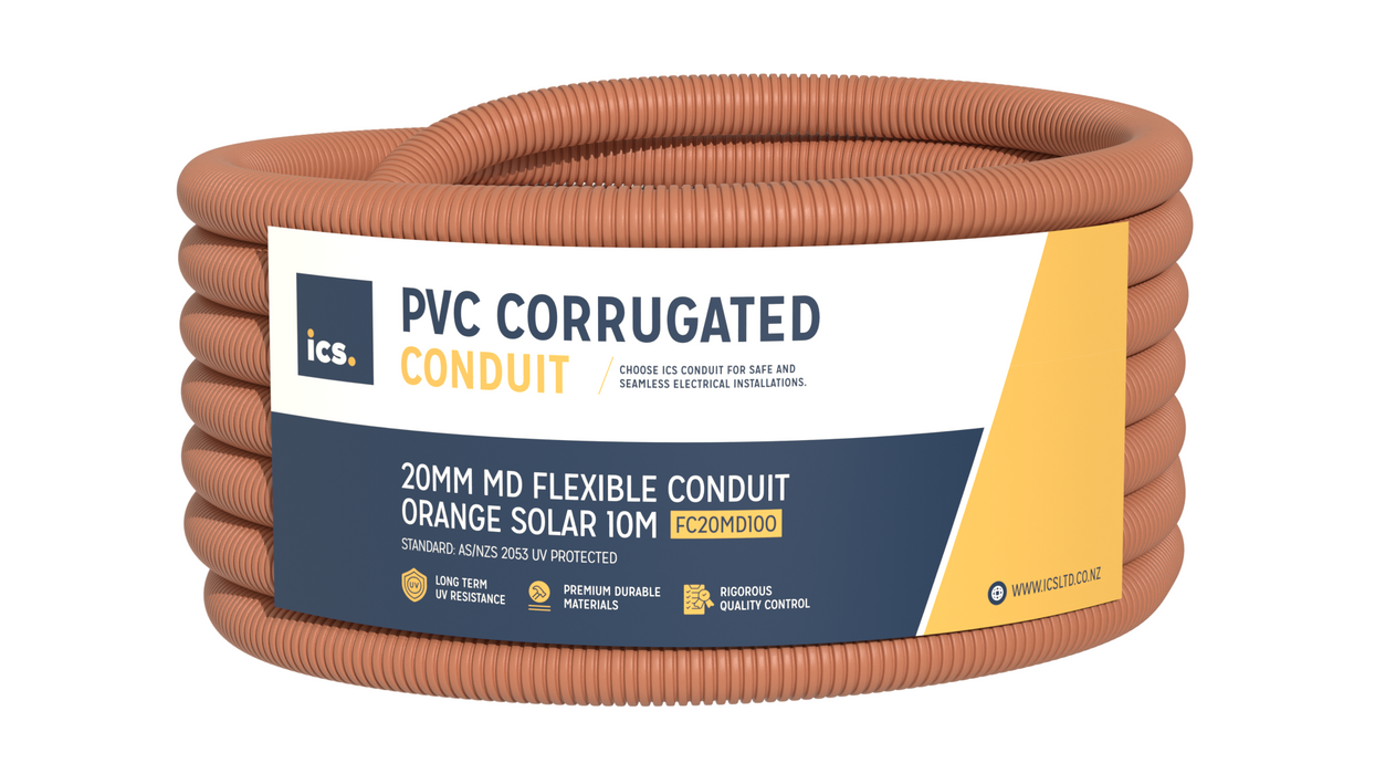 ICS 20mm MD Flexible Conduit Orange Solar 10m