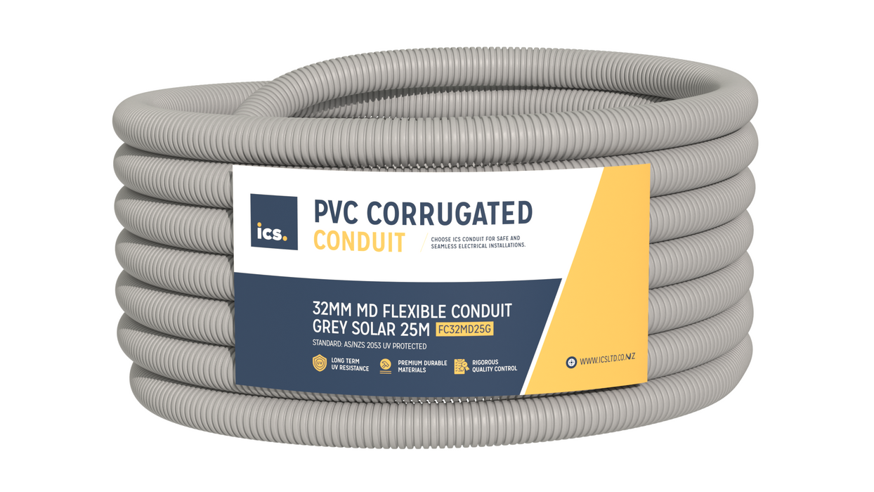 ICS 32mm MD Flexible Conduit Grey Solar 25m