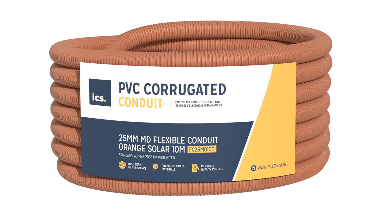 ICS 25mm MD Flexible Conduit Orange Solar 10m