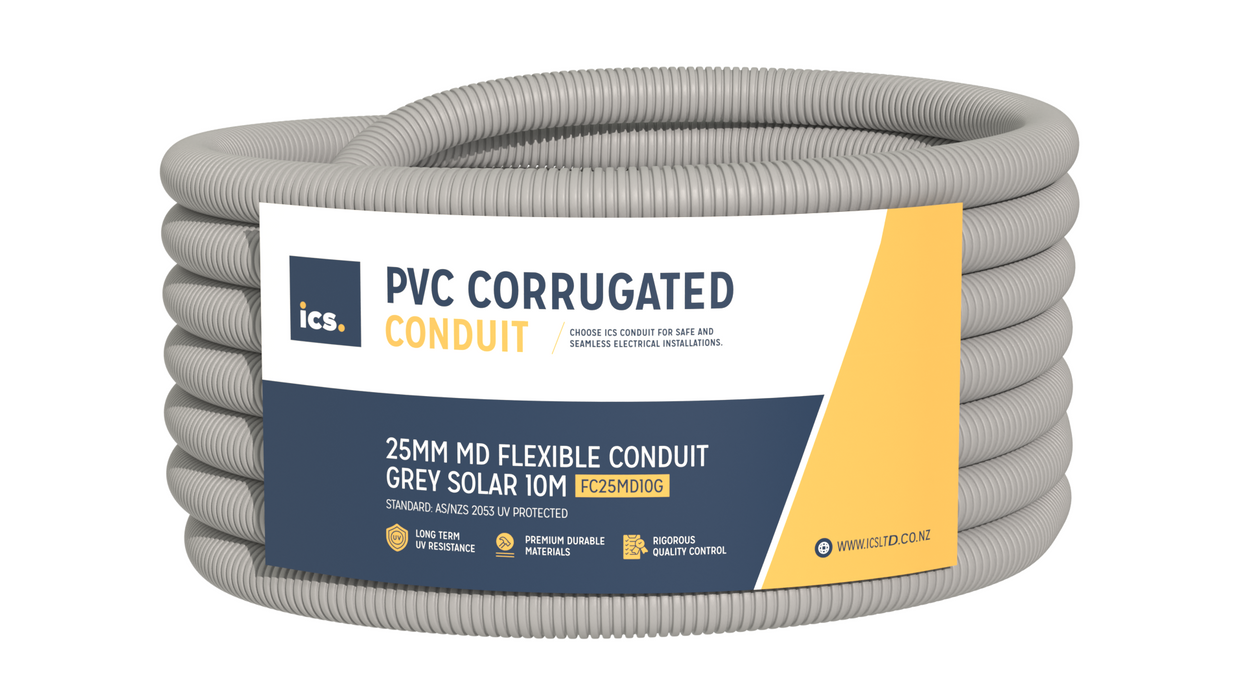 ICS 25mm MD Flexible Conduit Grey Solar 10m