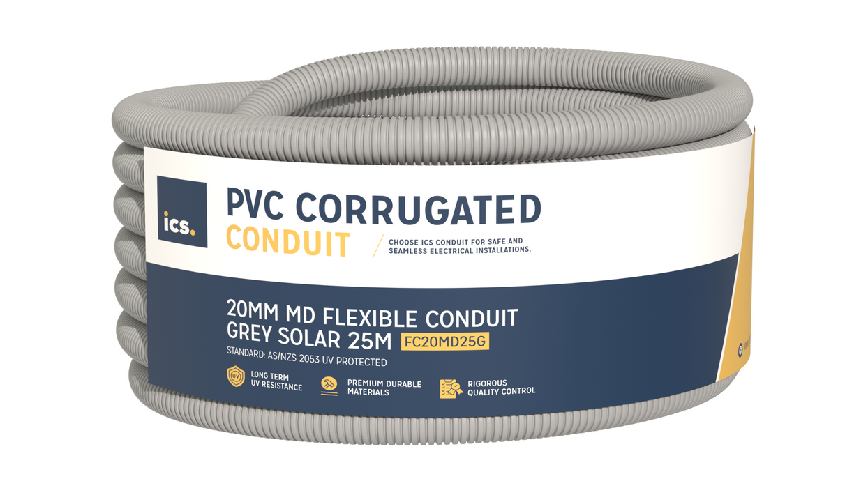 ICS 20mm MD Flexible Conduit Grey Solar 25m