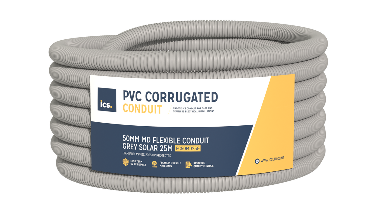 ICS 50mm MD Flexible Conduit Grey Solar 25m