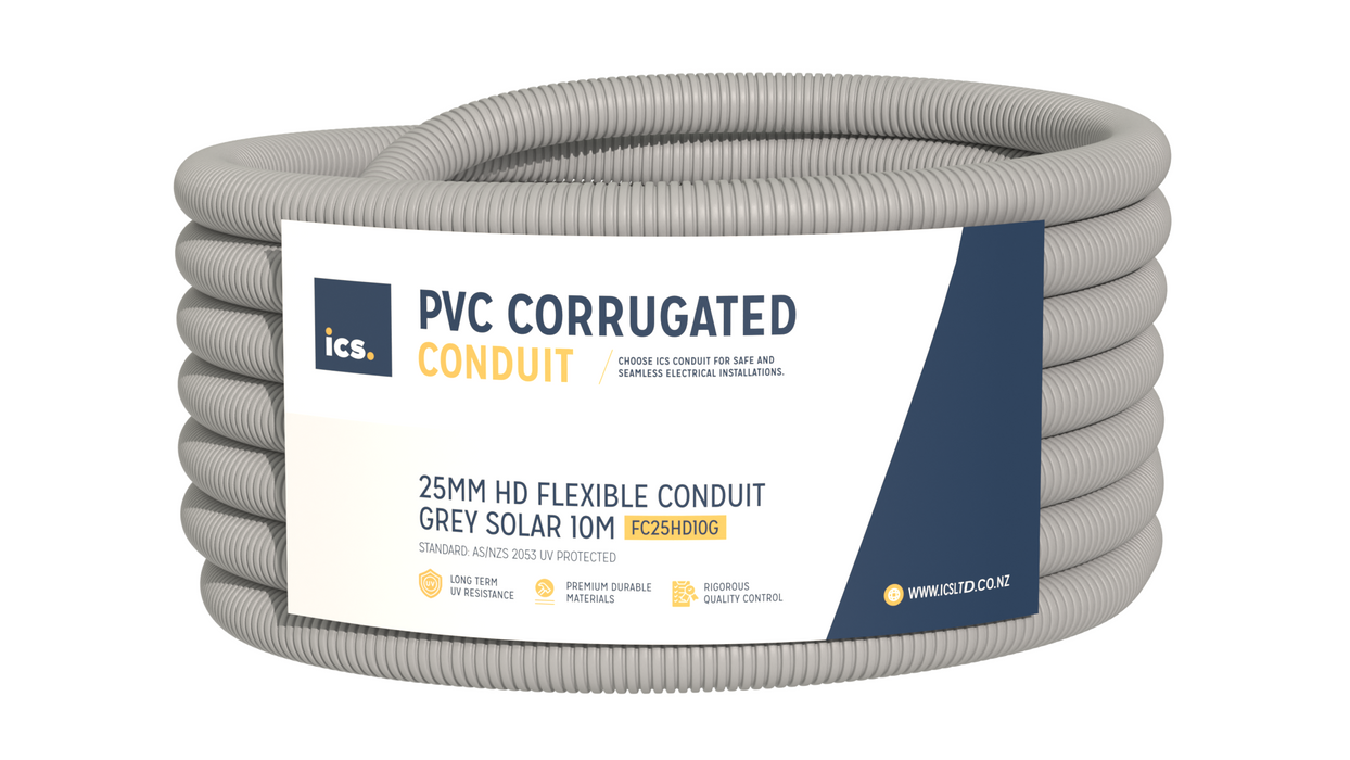 ICS 25mm HD Flexible Conduit Grey Solar 10m