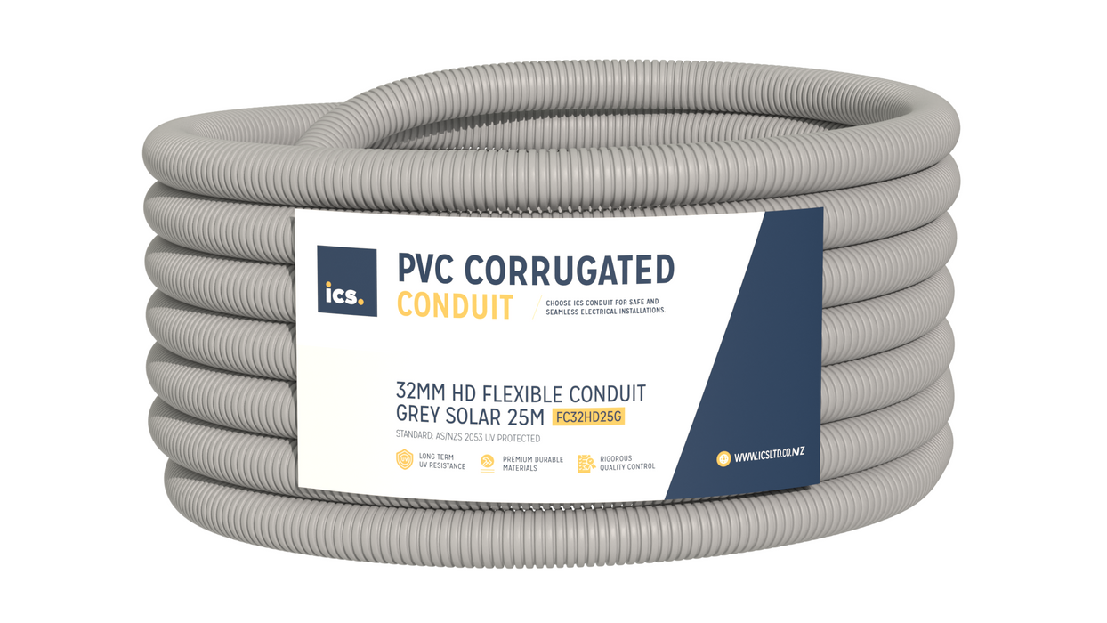 ICS 32mm HD Flexible Conduit Grey Solar 25m