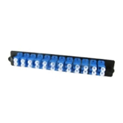 CSL FiberExpress Adapter Strip, loaded 12 LC Duplex Singlemode OS2 Adapters (Blue)