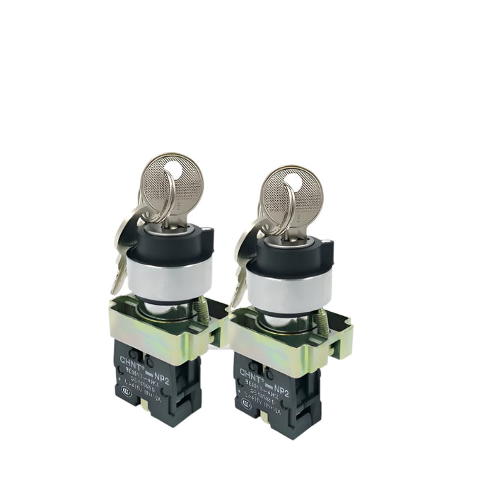 Chint NP2-BG33 3 Position Locking Key Switch 1 x N/O 1 x N/C Contacts