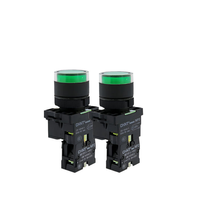 Chint NP2-BW3465 Illuminated Push Button (Red) 1 x N/O 1 x N/C Contacts