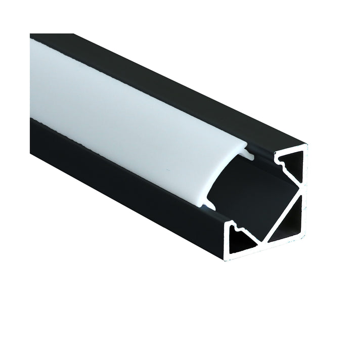 Switch Lighting 45deg Angled Surface Aluminum Extrusion/Profile Opal Diffuser Black