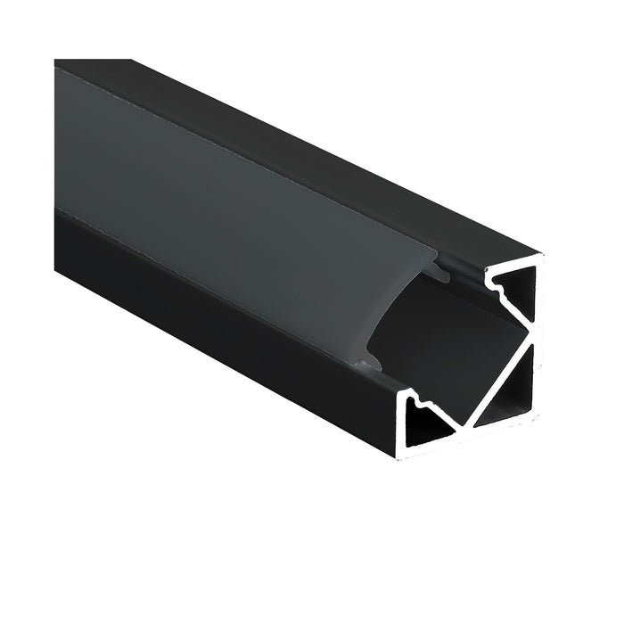 Switch Lighting 45deg Angled Surface Aluminum Extrusion/Profile Onyx Diffuser Black