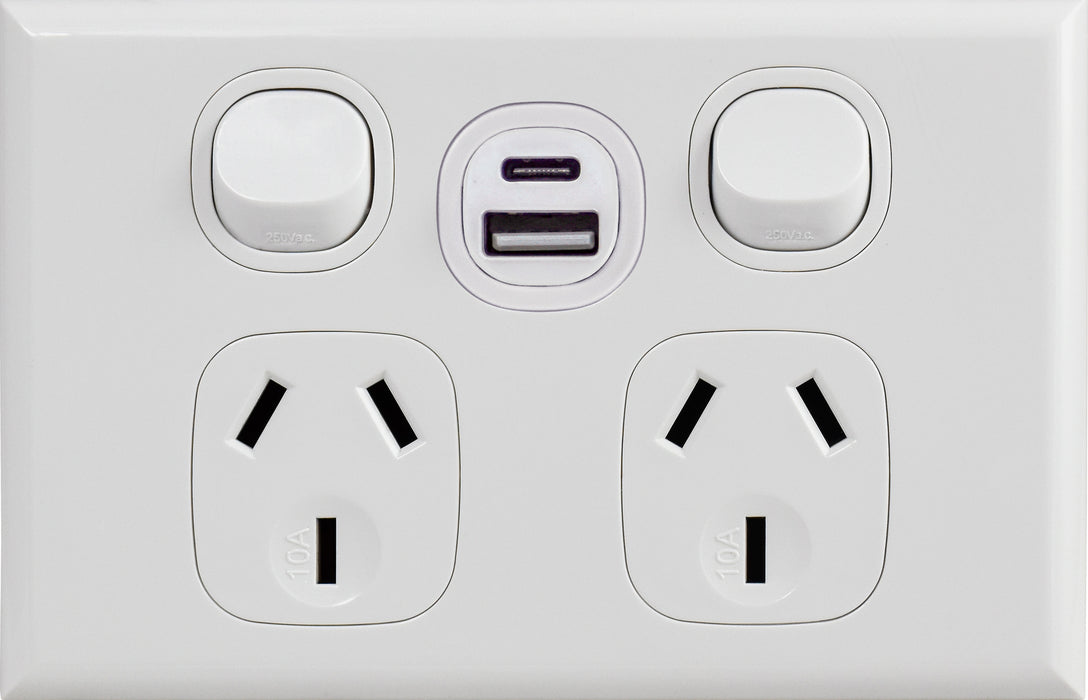 Vynco S/G Home Powerpoint HOR 2G +USB AC White