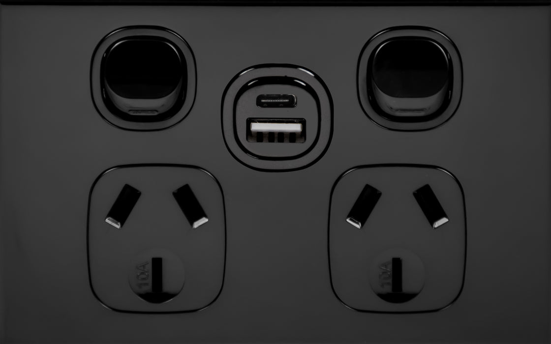 Vynco S/G Home Powerpoint HOR 2G +USB AC Black