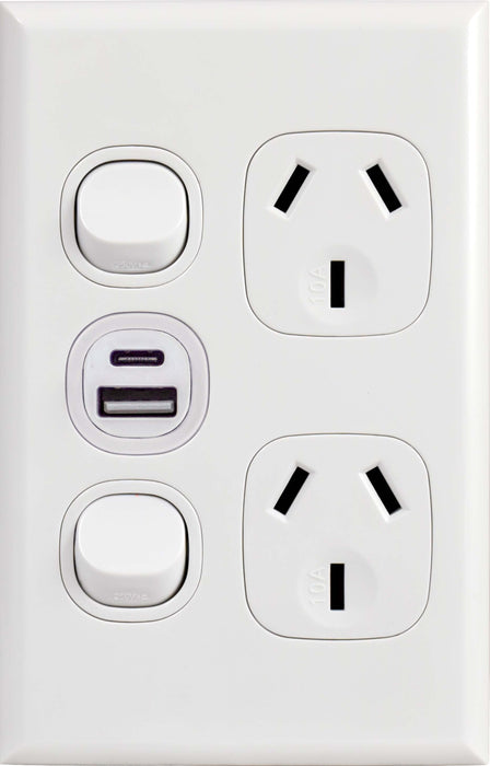 Vynco S/G Home Powerpoint VER 2G 10A +USB AC White