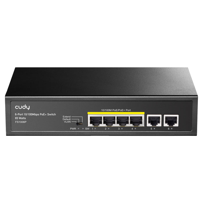 Cudy 6-Port 10/100M Unmanaged PoE+ 60W Desktop Switch in Metal Case