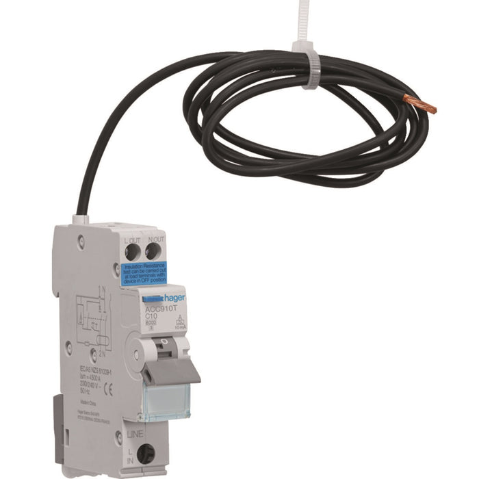 Hager RCBO 1M 1P+N 6Ka C-10A 10mA Type A