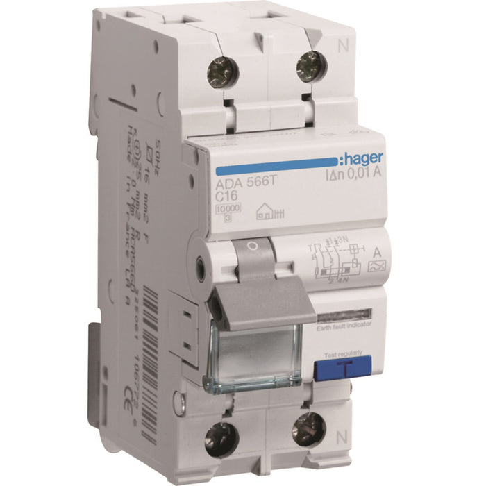 Hager RCBO 1P+N 10kA C-16A 30mA Type A