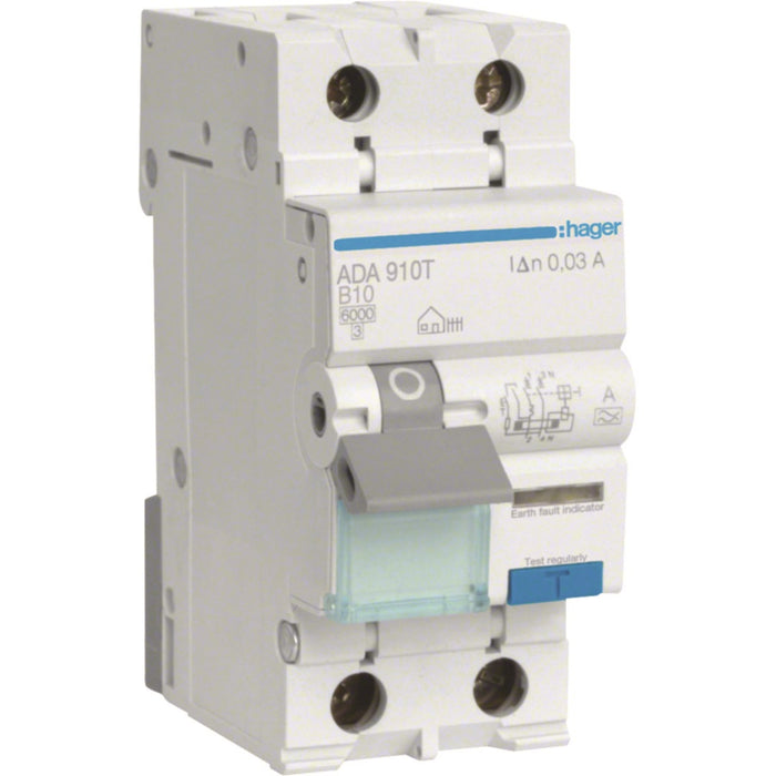 Hager RCBO 1P+N 6Ka C-10A 30mA Type A