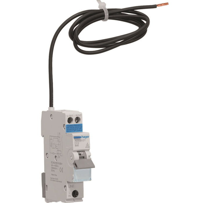 Hager RCBO 1M 1P+N 6Ka D-13A 30mA Type A