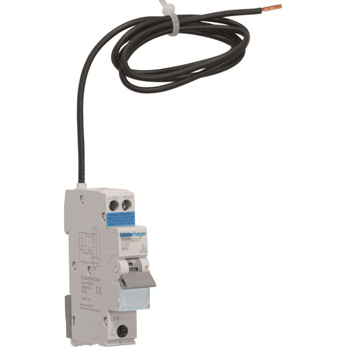 Hager RCBO 1M 1P+N 6Ka D-20A 30mA Type A