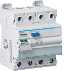 Hager RCCB 3P+N 40A 30mA Type F