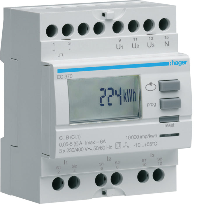 Hager 3Ph kWh Meter Via Ct