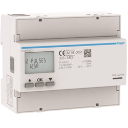 Hager 3Ph kWh Meter Direct 125A 6M S0 Mid