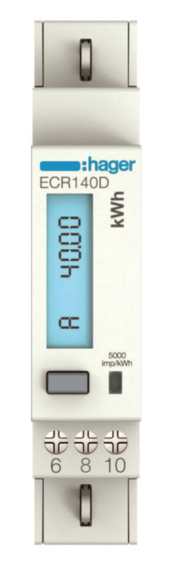 Hager 1Ph kWh Meter Direct 40A 1M Modbus Mid