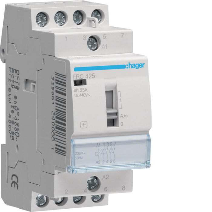 Hager Override Contactor 25A 4NO 230V