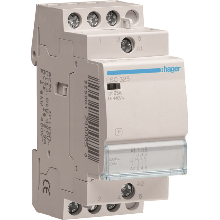 Hager Contactor 25A 3No 230V