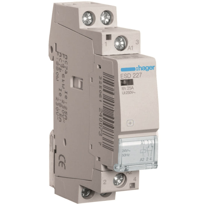 Hager Contactor 25A 1NO+1NC 24V
