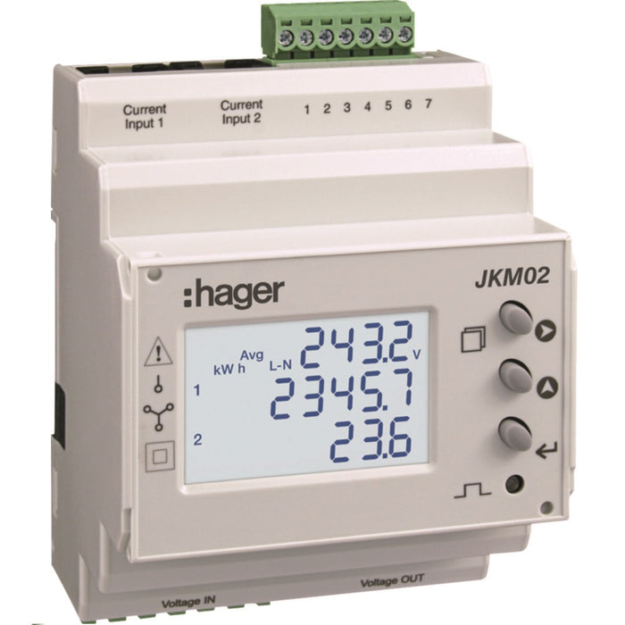 Hager Mulitifunction Meter Din Rail 2X3P RS485