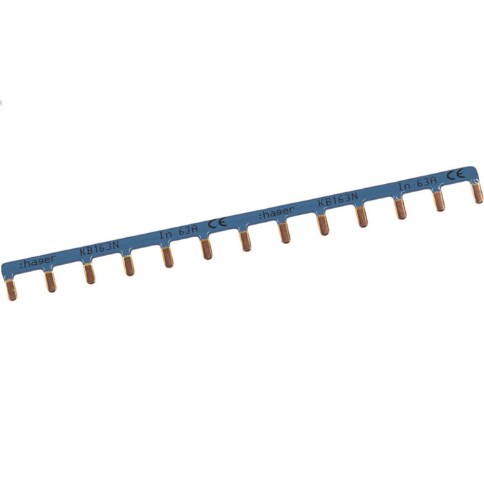Hager Insulated Busbar 1P Prong 10mm2 Blue 13M