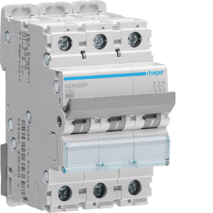 Hager MCB 3P 6kA D-50A 3M
