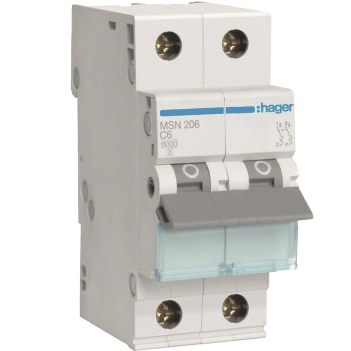 Hager MCB 2P 6kA C-6A 2M