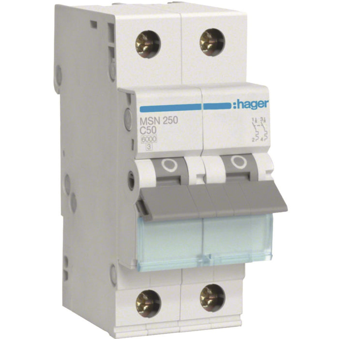 Hager MCB 2P 6kA C-50A 2M