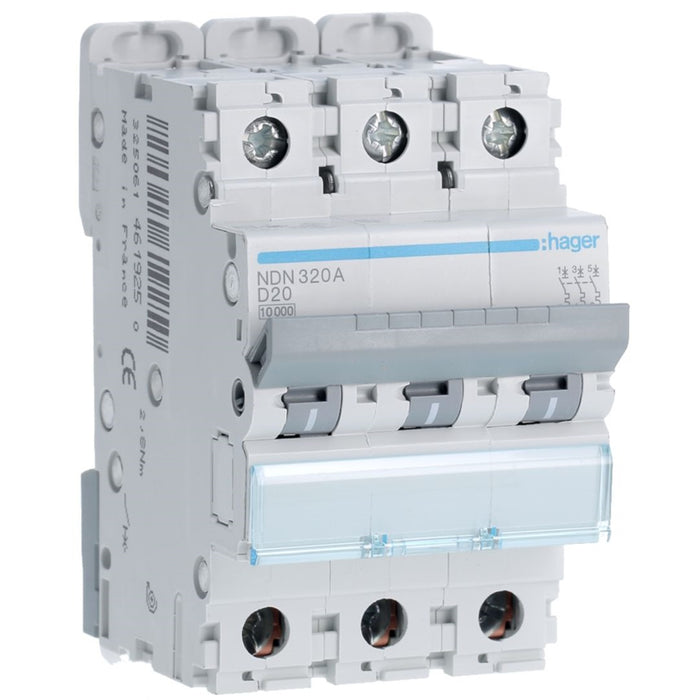 Hager MCB 3P 10kA D-20A 3M