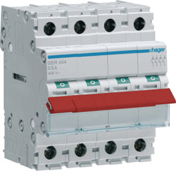 Hager 4P 63A Switch Red Toggle 35Sq Terminal