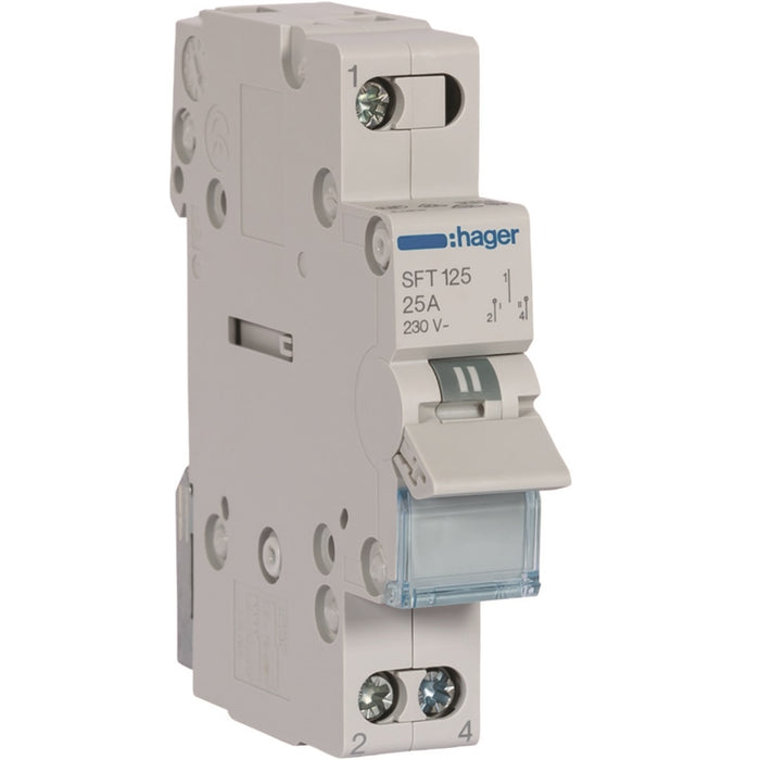 Hager 1P 25A Centre Off Changeover Top