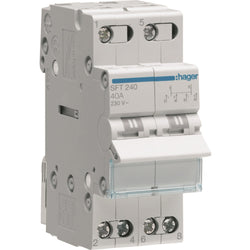 Hager 2P 40A Centre Off Changeover Top