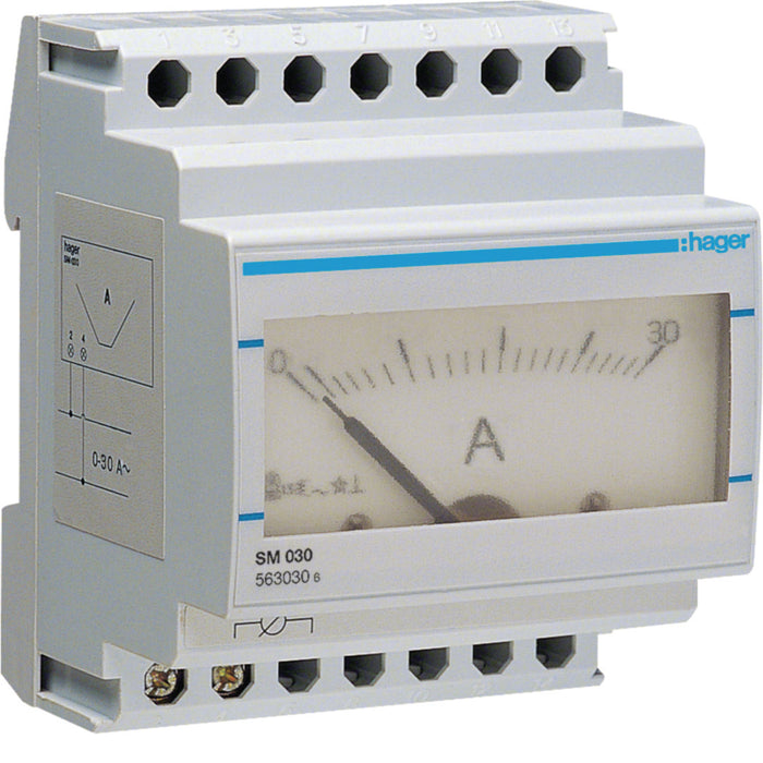 Hager Analogue Ammeter 0-30A Direct Reading