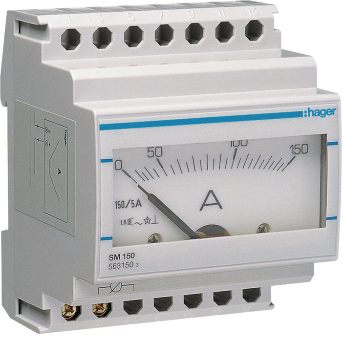 Hager Analogue Ammeter 0-150A Indirect Reading