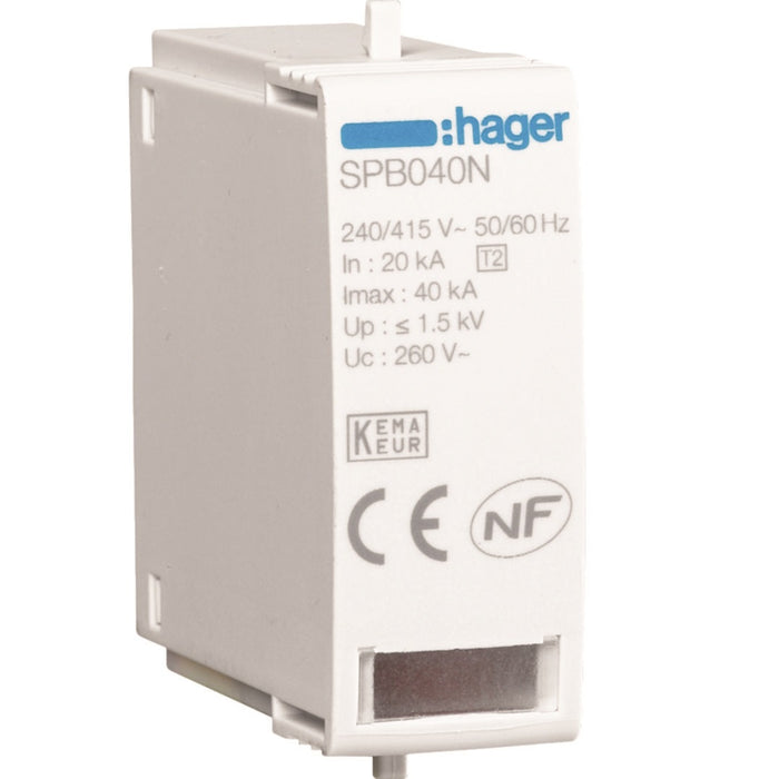 Hager SPD Cartridge N-PE; In 20kA Imax 40kA